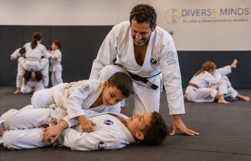 A wider shot of a small group class, showing the method applied beyond a single student