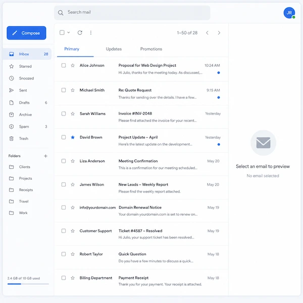 Dashboard showing every lead collected in one list